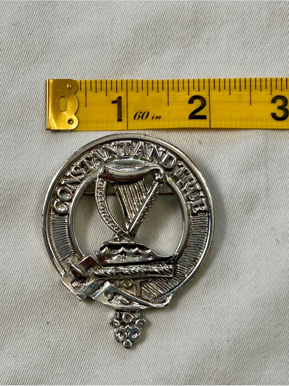 Clan Rose Scottish Crest Brooch Pin Constant & True Harp Kilt Bonnet Badge